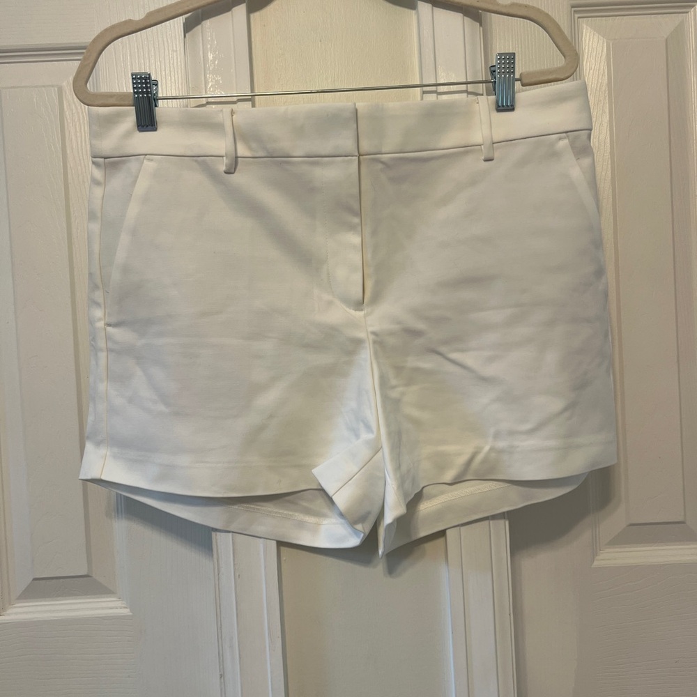LOFT High Waist White Shorts – Size 12 Cotton Blend, Polished Summer Staple